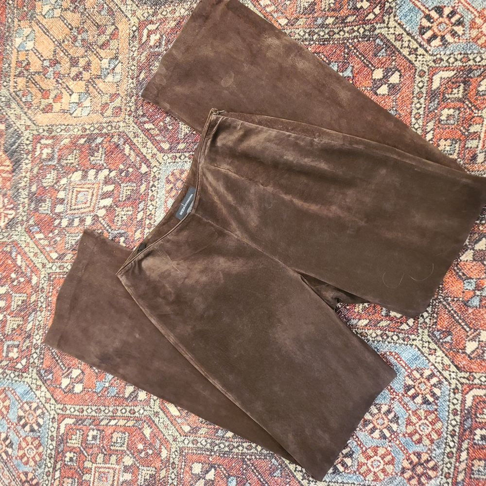 Moda International Brown Suede Leather Pants